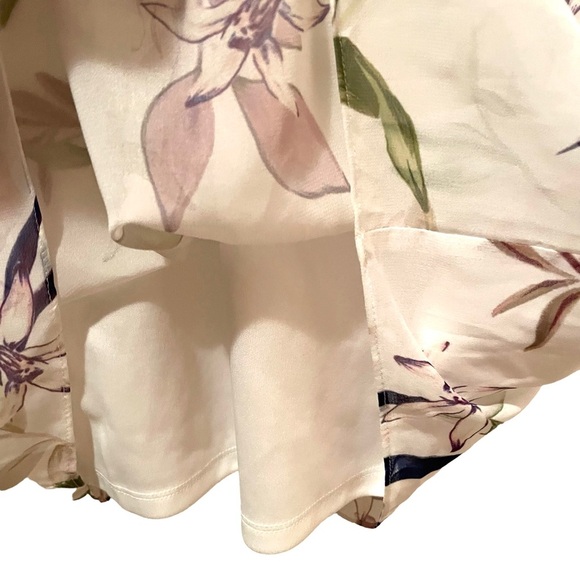 Truth & Fable White Floral Print Shift Dress with Sheer Tie Sleeves Size Small - Picture 5 of 9